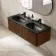 Sorrento Fluted Black Walnut Wall Hung Drawer Vanity with Black Double Basin 1200mm