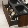 Sorrento Fluted Black Walnut Wall Hung Drawer Vanity with Black Double Basin 1200mm