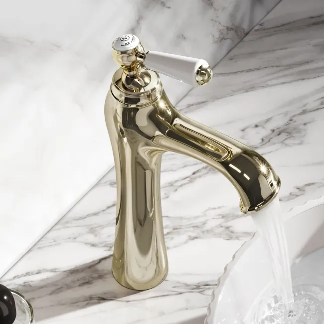 Avoca Traditional English Gold High Rise Basin Mixer Tap