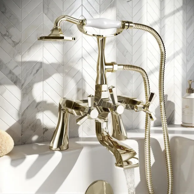 Kenmare Traditional English Gold Bath Shower Mixer Tap