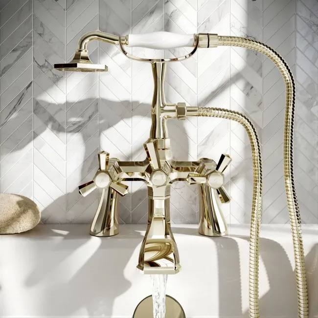 Kenmare Traditional English Gold Bath Shower Mixer Tap