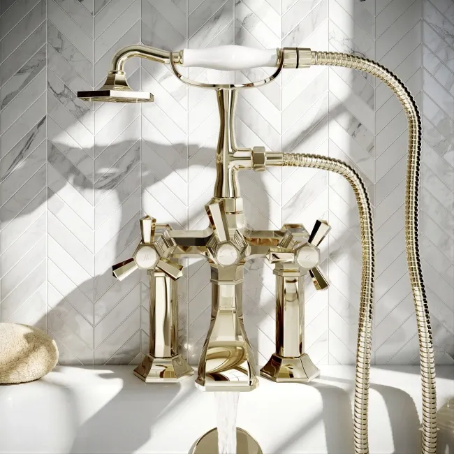 Kenmare Traditional English Gold Bath Shower Mixer Tap