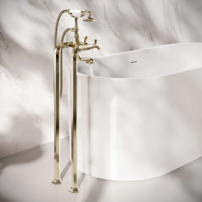 Kenmare Traditional English Gold Freestanding Bath Shower Mixer Tap