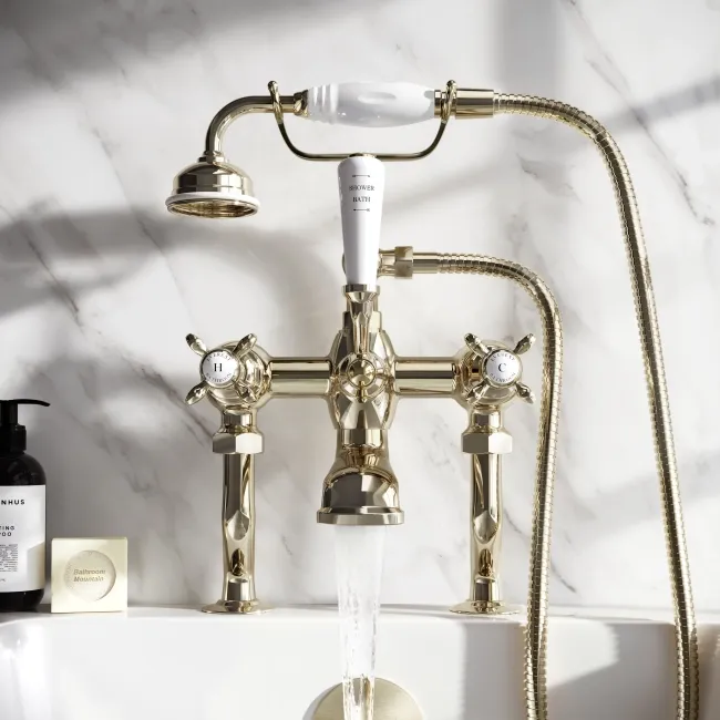Avoca Traditional English Gold Bath Shower Mixer Tap