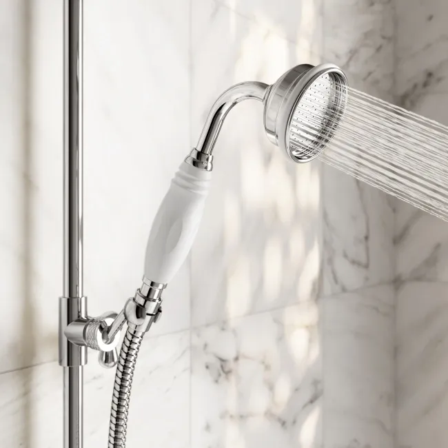 Avoca Traditional Chrome Thermostatic Bath Filler Shower Set with Hand Shower and Soap Dish