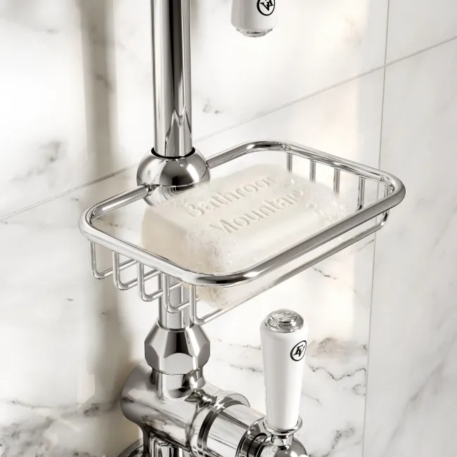 Avoca Traditional Chrome Thermostatic Bath Filler Shower Set with Hand Shower and Soap Dish