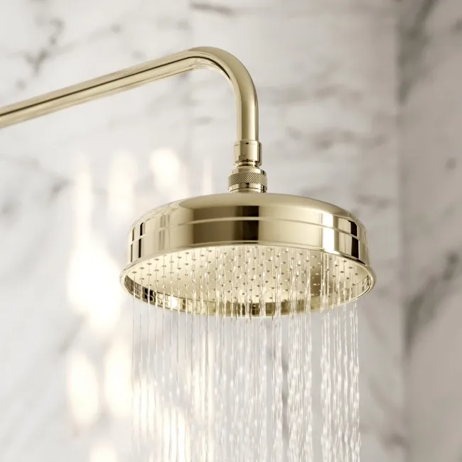 Avoca Traditional English Gold Thermostatic Bath Filler Shower Set with Hand Shower and Soap Dish