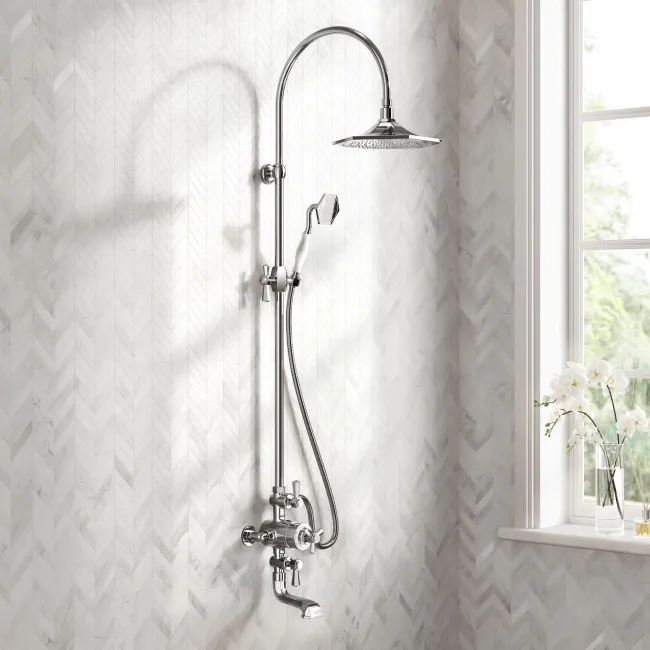 Kenmare Traditional Chrome Thermostatic Bath Filler Shower Set with Hand Shower