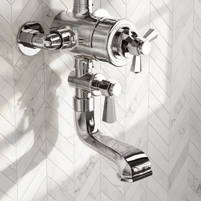 Kenmare Traditional Chrome Thermostatic Bath Filler Shower Set with Hand Shower