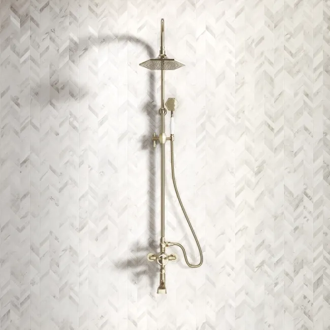 Kenmare Traditional English Gold Thermostatic Bath Filler Shower Set with Hand Shower