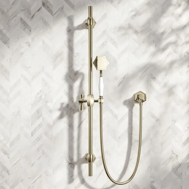 Kenmare Traditional English Gold Shower with Riser Kit