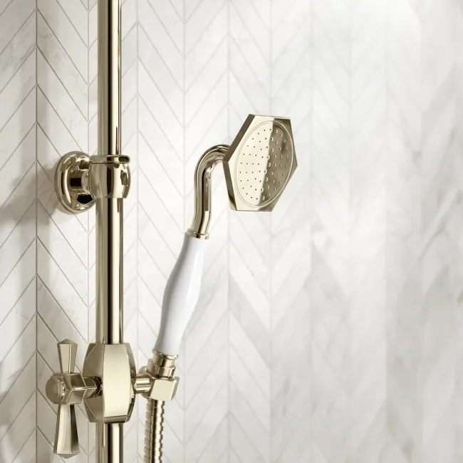 Kenmare Traditional English Gold Shower with Riser Kit