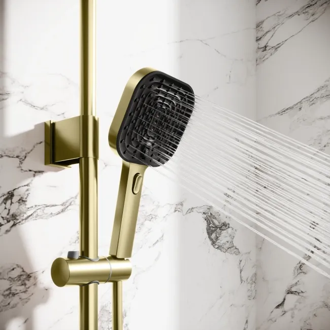 Kinsale Brushed Brass Square Thermostatic Shower Set