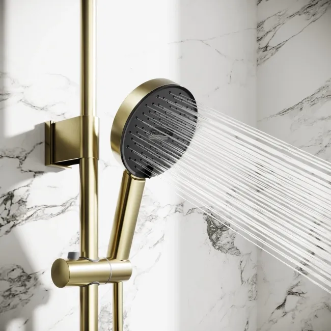 Derry Brushed Brass Round Thermostatic Shower Set