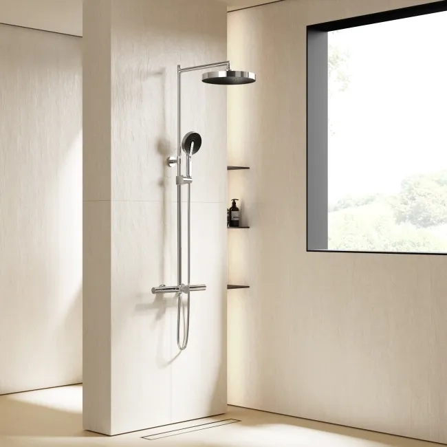 Bray Round Chrome Thermostatic Bath Filler Shower Set