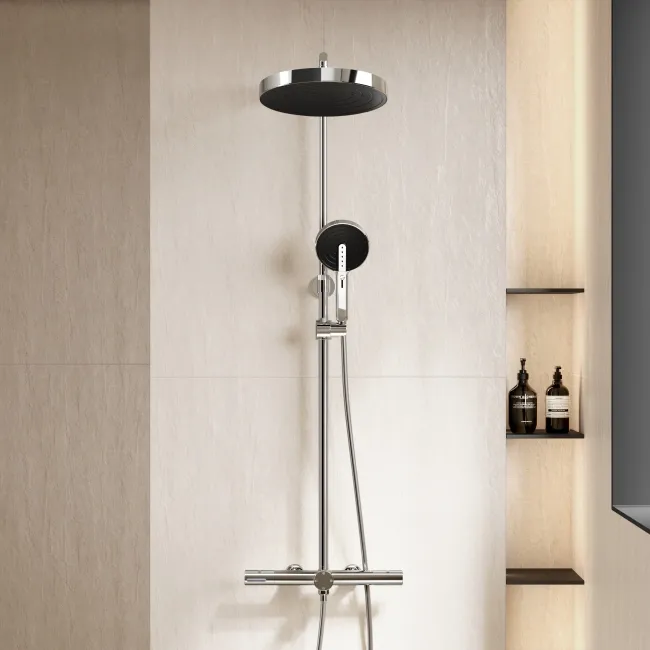 Bray Round Chrome Thermostatic Bath Filler Shower Set