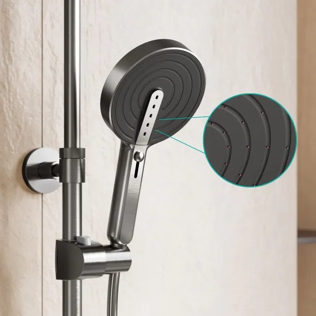 Bray Round Brushed Gunmetal Thermostatic Bath Filler Shower Set