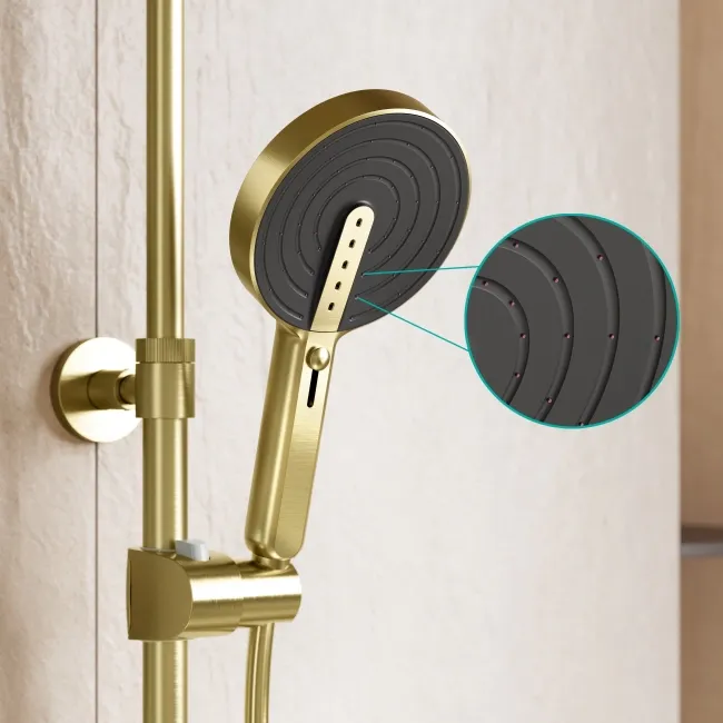 Bray Round Brushed Brass Thermostatic Bath Filler Shower Set