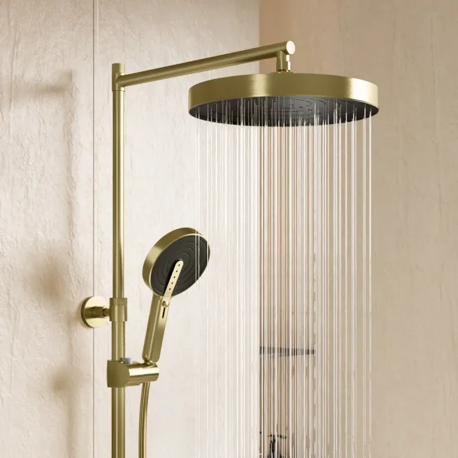 Bray Round Brushed Brass Thermostatic Bath Filler Shower Set