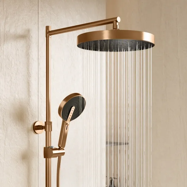 Bray Round Brushed Copper Thermostatic Bath Filler Shower Set
