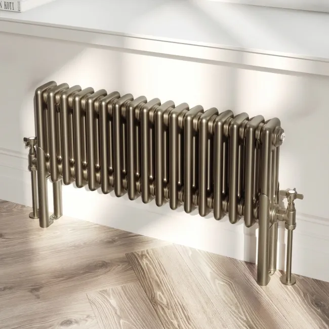 Athens Antique Gold Triple Column Horizontal Traditional Radiator 300x785mm