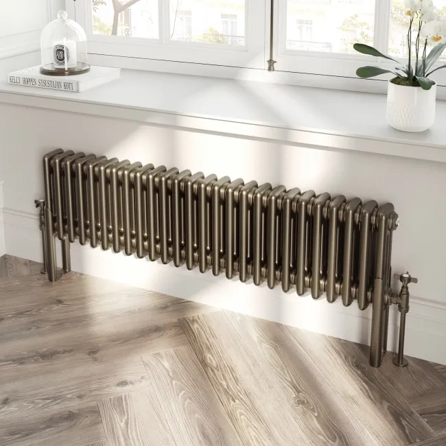 Athens Antique Gold Triple Column Horizontal Traditional Radiator 300x1190mm