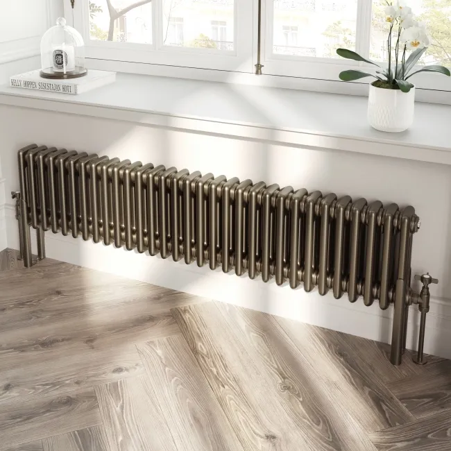Athens Antique Gold Triple Column Horizontal Traditional Radiator 300x1415mm