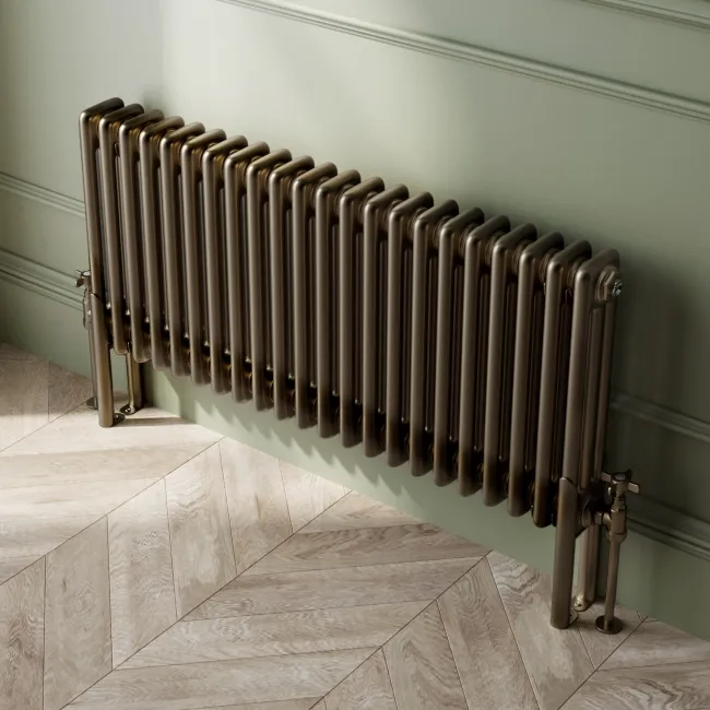 Athens Antique Gold Triple Column Horizontal Traditional Radiator 450x1010mm