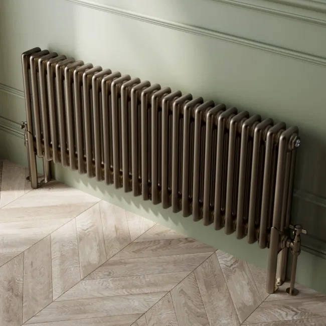 Athens Antique Gold Triple Column Horizontal Traditional Radiator 450x1190mm