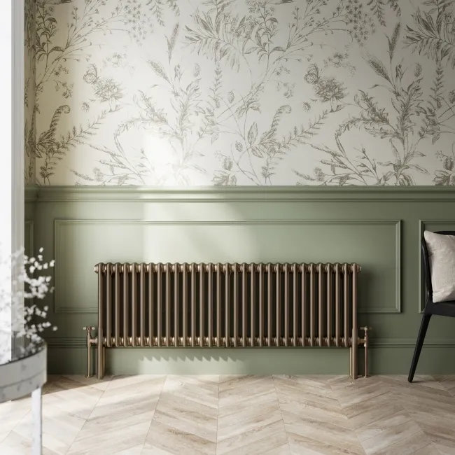 Athens Antique Gold Triple Column Horizontal Traditional Radiator 450x1415mm