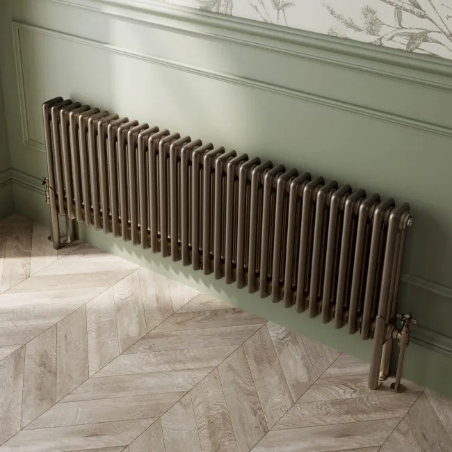 Athens Antique Gold Triple Column Horizontal Traditional Radiator 450x1415mm