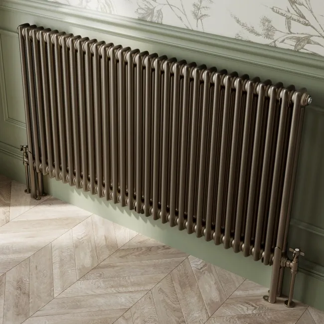 Athens Antique Gold Double Column Horizontal Traditional Radiator 750x1415mm