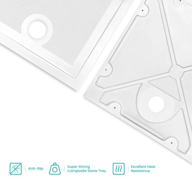 Doha Square Gloss White Anti-slip Stone Shower Tray 800x800mm