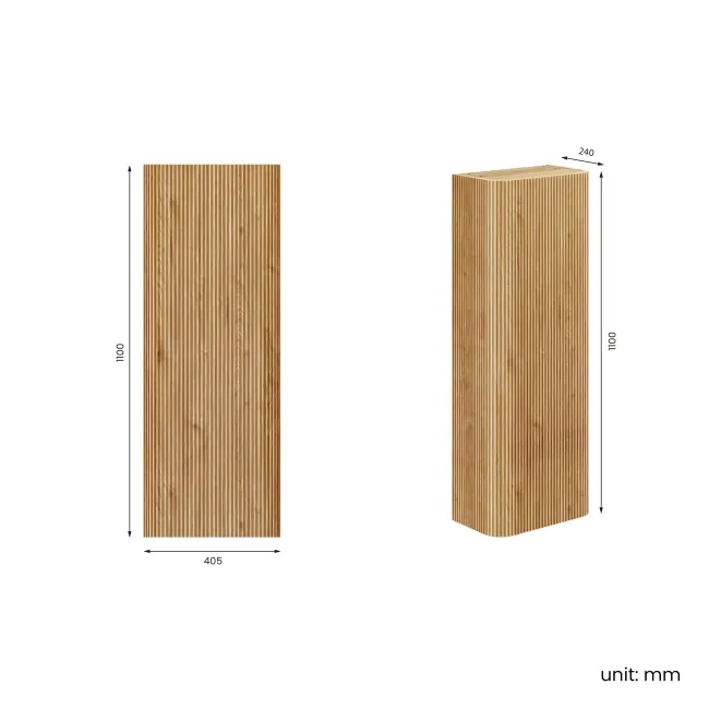 Cayman Natural Oak Wall Hung Tall Cabinet 1100x405mm