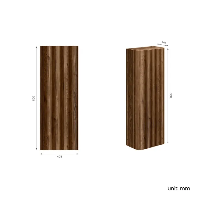 Cayman Natural Walnut Wall Hung Tall Cabinet 1100x405mm