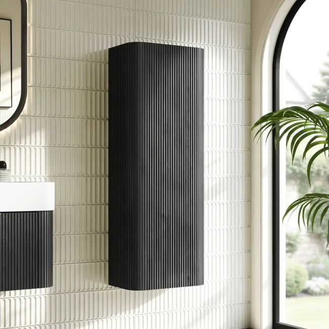 Cayman Black Oak Wall Hung Tall Cabinet 1100x405mm
