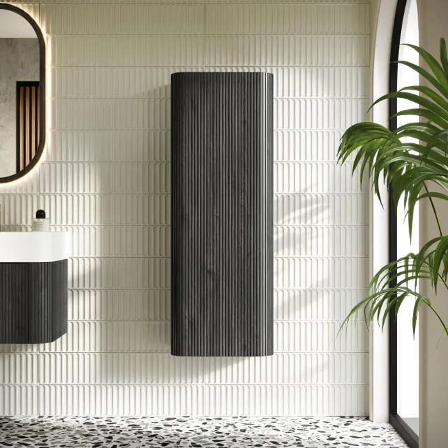 Cayman Black Oak Wall Hung Tall Cabinet 1100x405mm