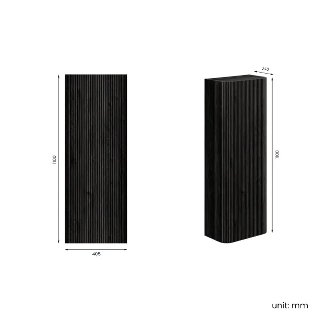 Cayman Black Oak Wall Hung Tall Cabinet 1100x405mm