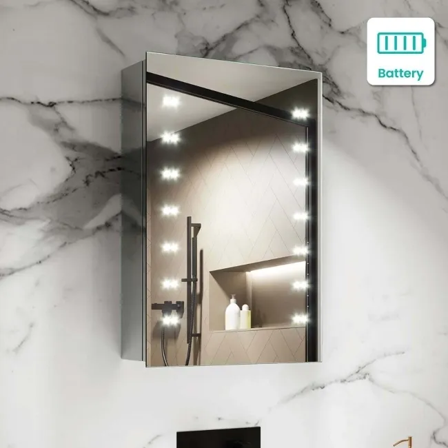 Madison Battery Powered Illuminated LED Cloakroom Mirror Cabinet 600x400mm