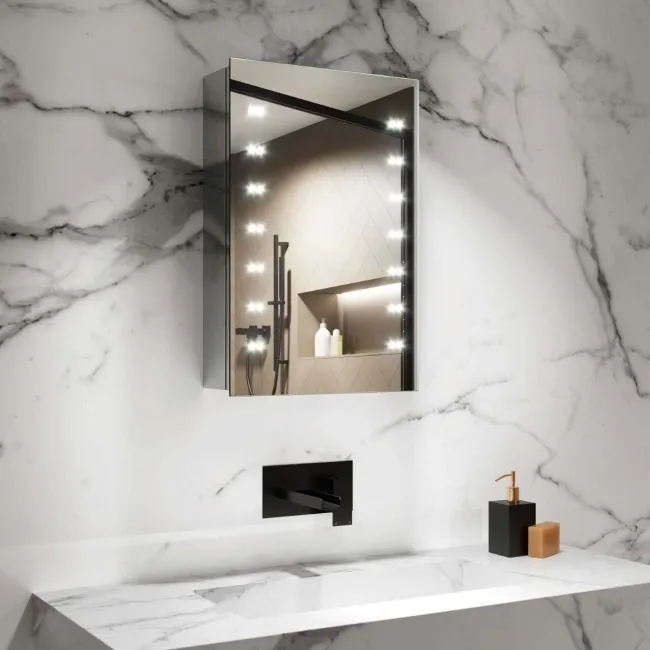 Madison Battery Powered Illuminated LED Cloakroom Mirror Cabinet 600x400mm