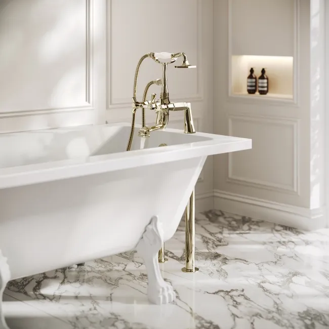Kenmare Traditional English Gold Freestanding Bath Shower Mixer Tap
