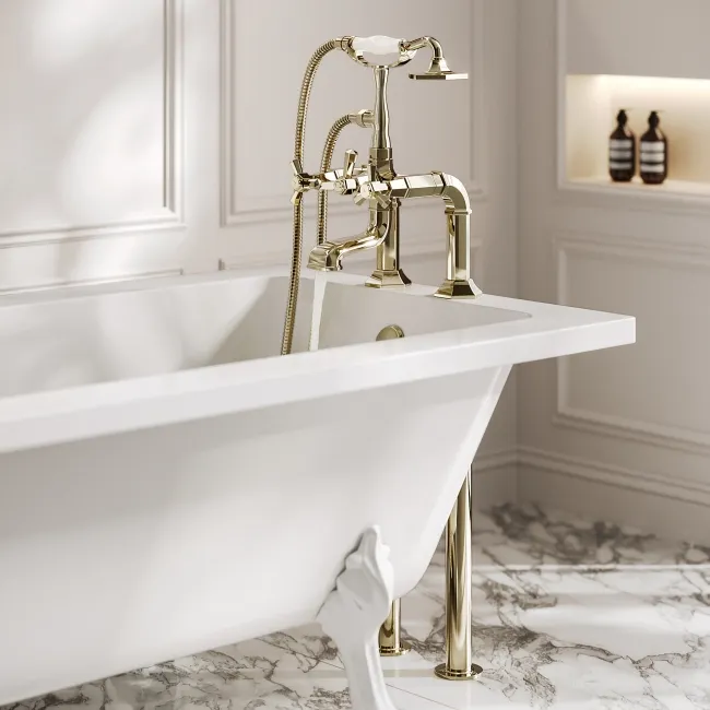 Kenmare Traditional English Gold Freestanding Bath Shower Mixer Tap