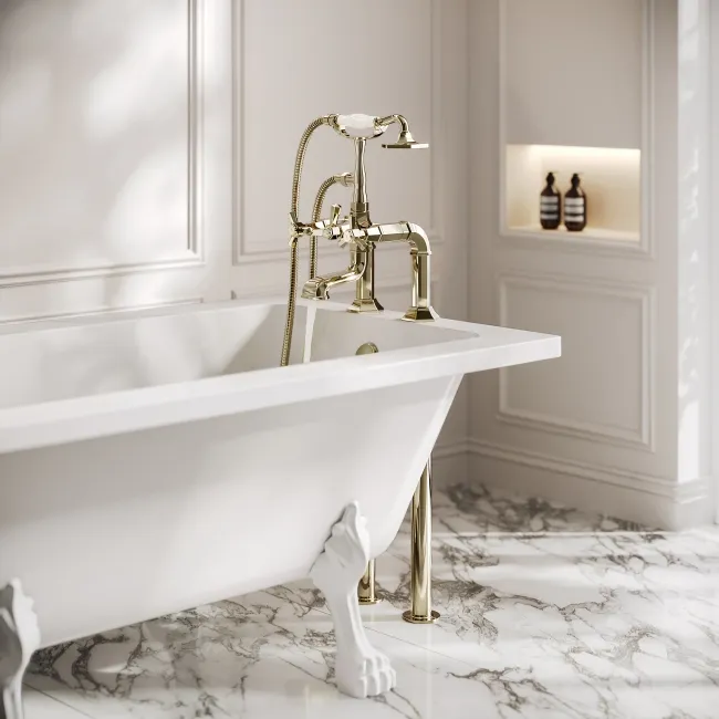 Kenmare Traditional English Gold Freestanding Bath Shower Mixer Tap
