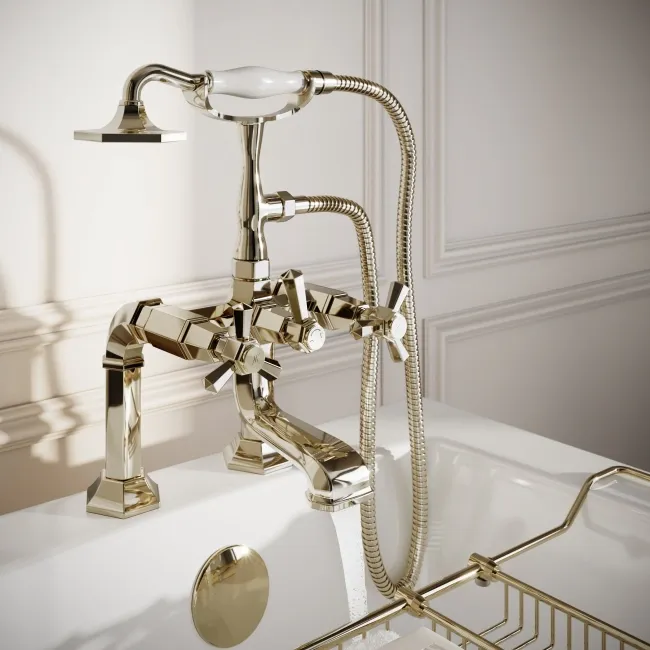 Kenmare Traditional English Gold Freestanding Bath Shower Mixer Tap