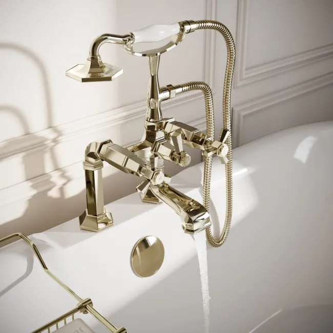Kenmare Traditional English Gold Freestanding Bath Shower Mixer Tap
