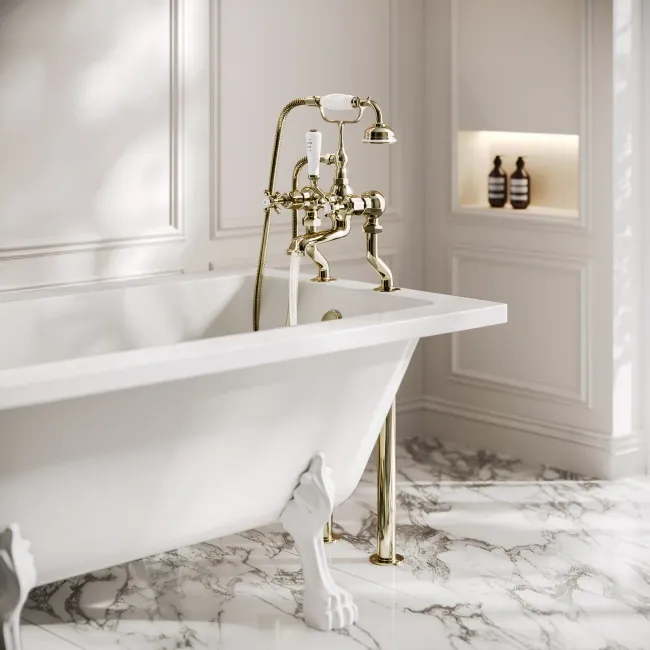 Avoca Traditional English Gold Freestanding Bath Shower Mixer Tap