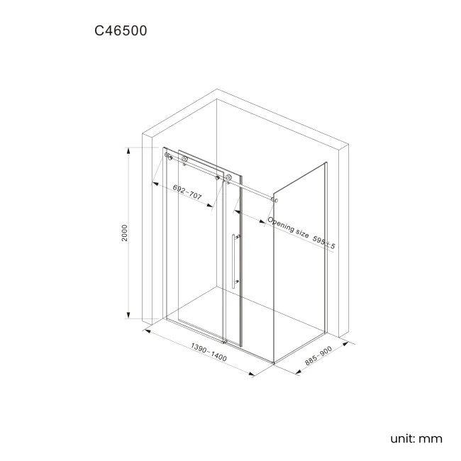 Prague Brushed Brass 8mm Sliding Shower Enclosure 1400x900mm