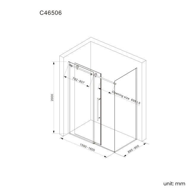 Prague Brushed Brass 8mm Sliding Shower Enclosure 1600x900mm