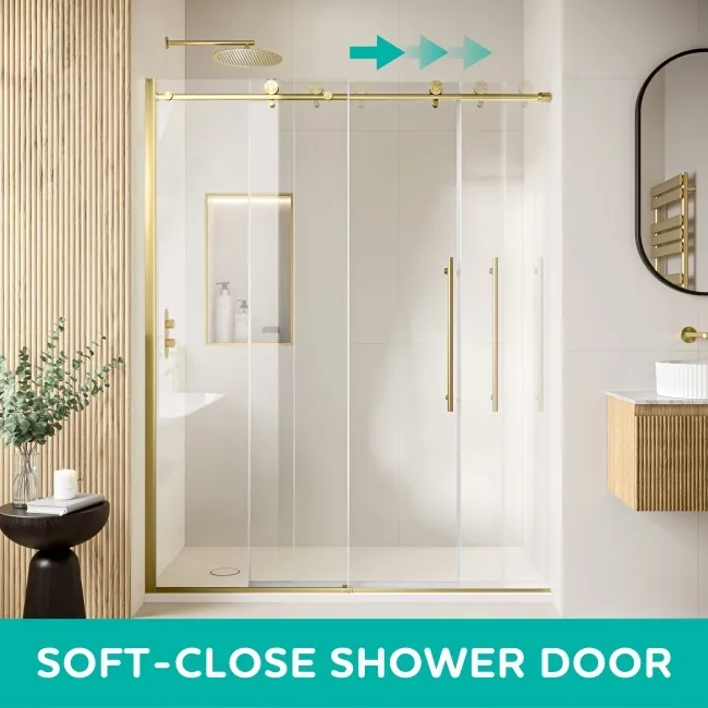 Prague Brushed Brass 8mm Sliding Shower Enclosure 1800x700mm