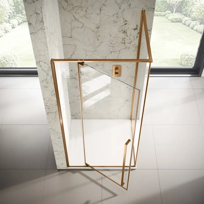 Cologne Brushed Copper Easy Clean 8mm Hinged Shower Enclosure 1000x700mm